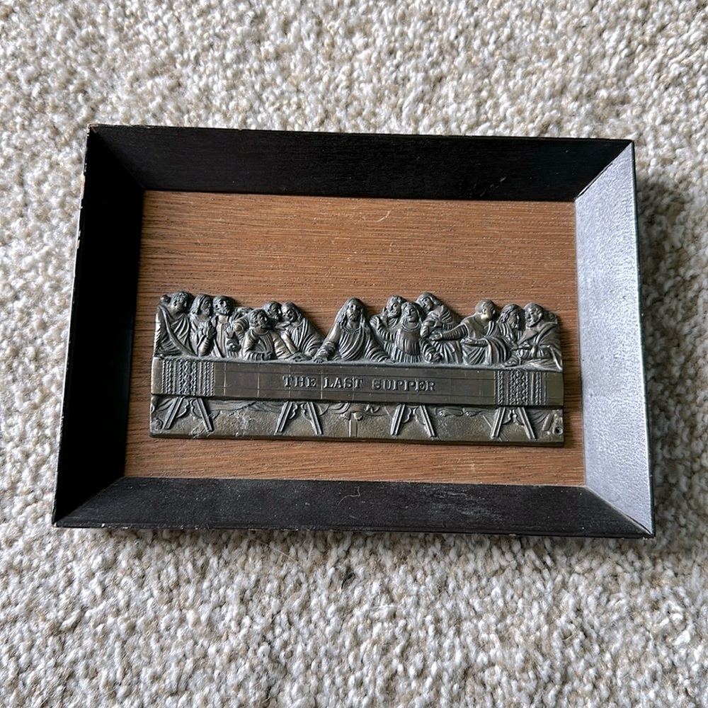 ✝️ Vintage Last Supper Jesus Apostles Metal Wood Wall Plaque Religious Decor